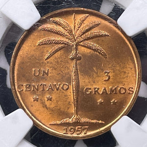 1957 Dominican Republic 1 Centavo NGC MS64RB Lot#G9361 Choice UNC!