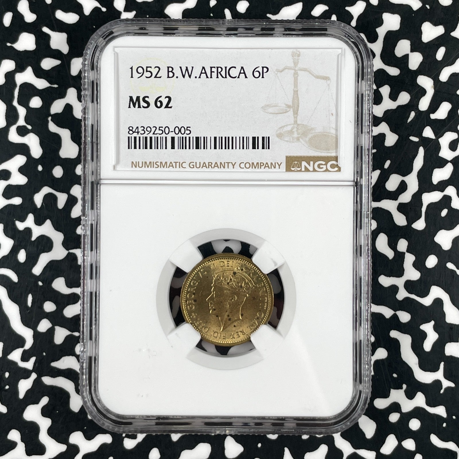 1952 British West Africa 6 Pence NGC MS62 Lot#G3372 Nice UNC! Very Scarce!