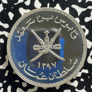 AH 1397 (1977) Oman Arabian Oryx 5 Rials Lot#JM0144 Large Silver! Proof!
