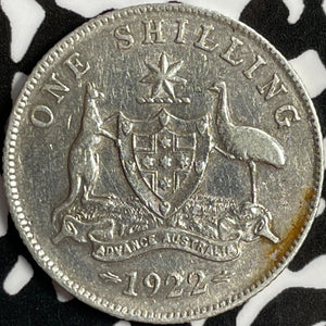 1922 Australia 1 Shilling Lot#E0597 Silver! Cleaned