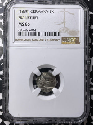 (1839) Germany Frankfurt City View 1 Kreuzer NGC MS66 Lot#G8902 Gem BU!