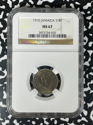 1910 Jamaica Farthing NGC MS67 Lot#G337 Gem BU!