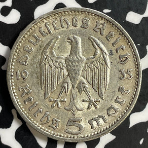 1935-F Germany 5 Mark Lot#E9371 Silver!