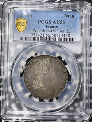 (1765) France Louis XV Jeton PCGS AU55 Lot#G9428 Silver! Feuardent-4393