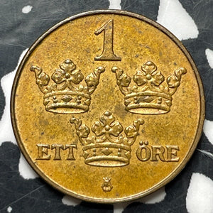 1921 Sweden 1 Ore (9 Available) (1 Coin Only) High Grade! Beautiful!