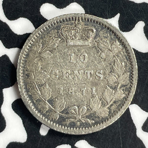 1871-H Canada 10 Cents Lot#JM9675 Silver! Nice Detail, Scratch