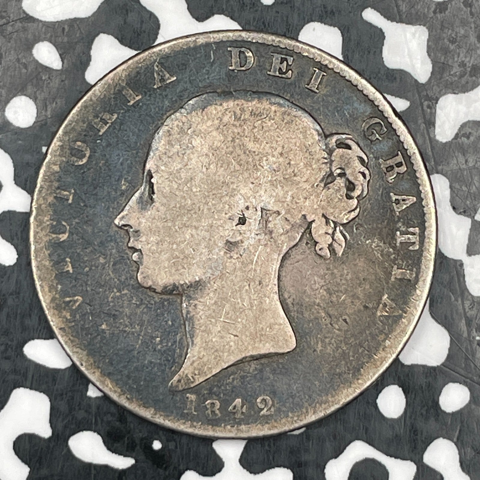1842 Great Britain Victoria 1/2 Crown Lot#JM1684 Silver! Low Mintage