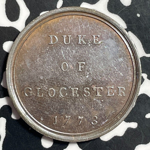 1773 Great Britain Duke of Glocester Medal by Kirk Lot#T1424 26mm