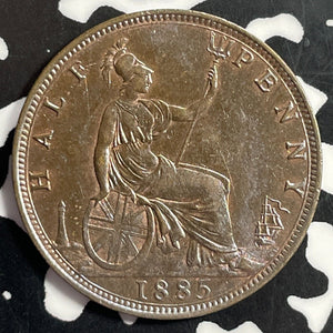 1885 Great Britain 1/2 Penny Half Penny Lot#E9913 High Grade! Beautiful!