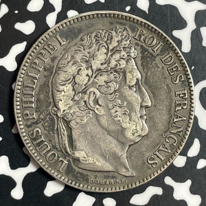 1833-BB France 5 Francs Lot#T0537 Large Silver Coin!