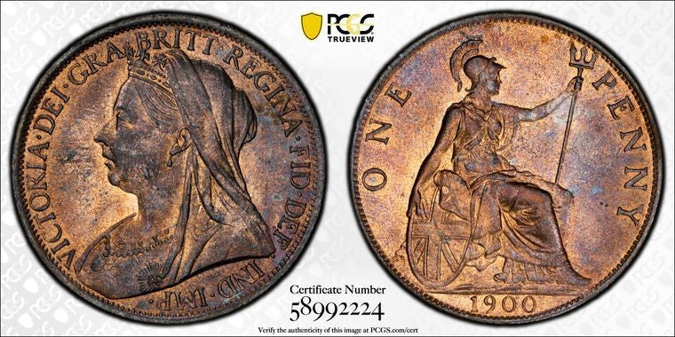 1900 Great Britain Victoria 1 Penny PCGS MS64RB Lot#G3991 Choice UNC! S-3961