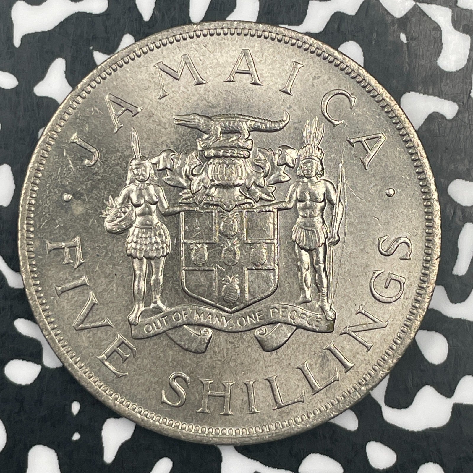 1966 Jamaica 5 Shillings Lot#F8331 High Grade! Beautiful!