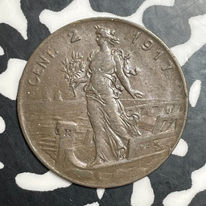 1917-R Italy 2 Centesimi Lot#T2554 Nice!