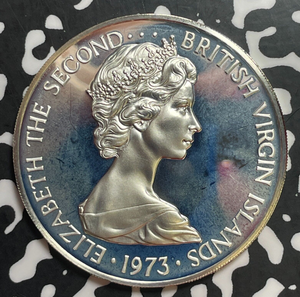 1973 British Virgin Islands $1 Dollar Lot#T1172 Large Silver Coin! Proof!