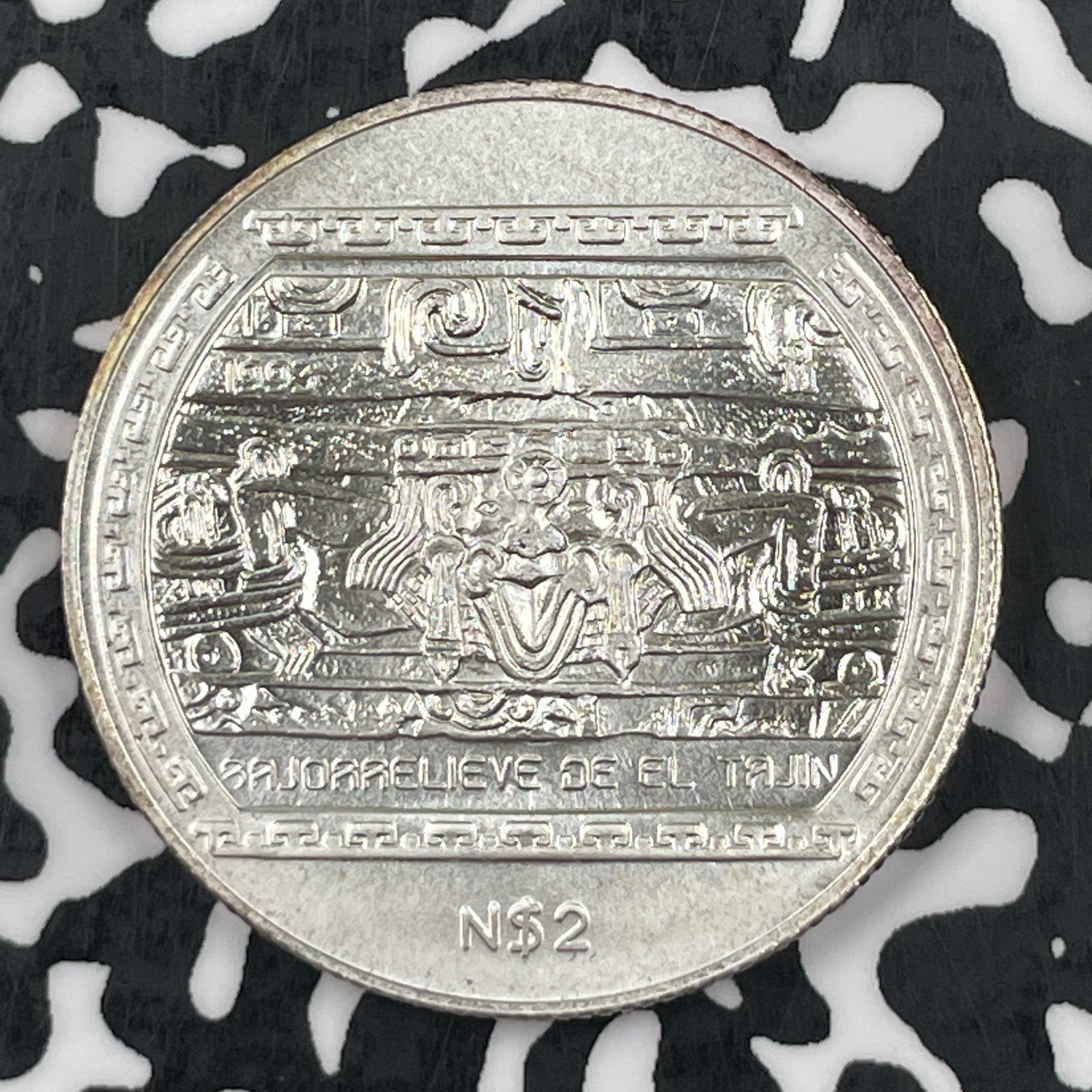 1993 Mexico El Tajin 2 Pesos Lot#JM1473 Silver! 1/2 Oz .999