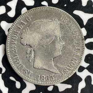 1863 Spain 10 Reales Lot#C1046 Silver!