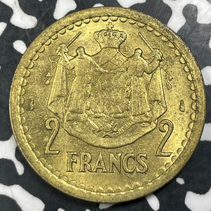 (1945) Monaco 2 Francs (Many Available) (1 Coin Only) High Grade! Beautiful!