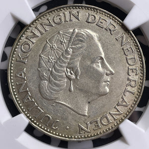 1960 Netherlands 2 1/2 Gulden NGC AU58 Lot#MK114 Silver!