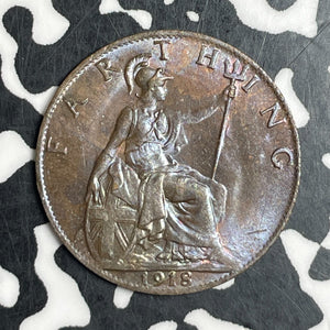 1918 Great Britain 1 Farthing Lot#T5958 High Grade! Beautiful!