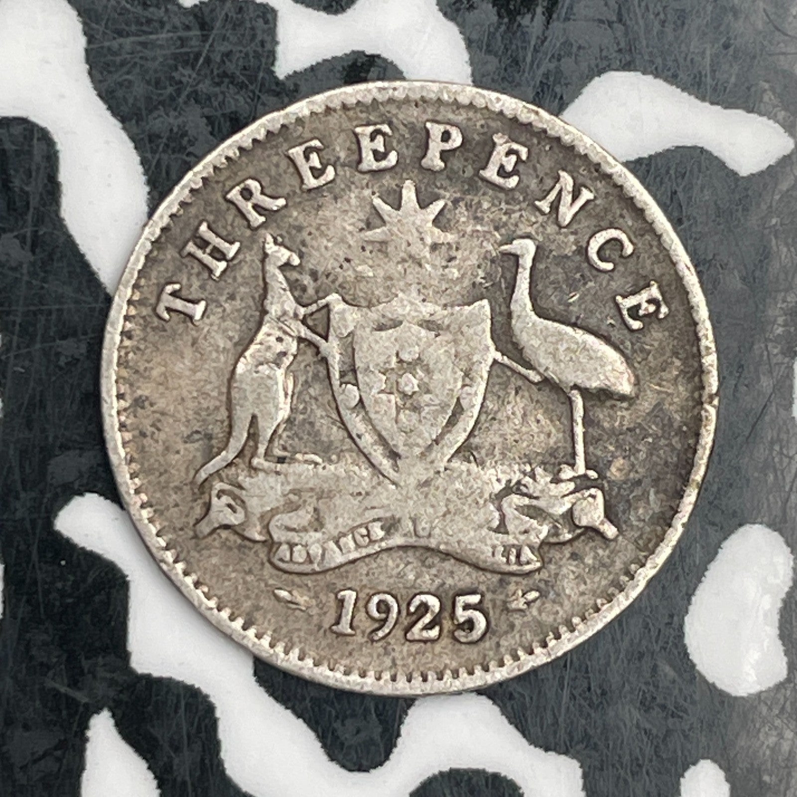 1925 Australia 3 Pence Threepence Lot#N2477 Silver!