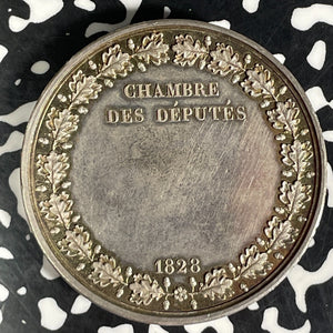 1828 France Charles X Chamber Of Deputies Medal Lot#JM9226 Silver! 42mm