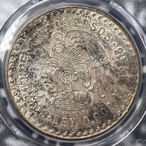 1948-Mo Mexico 5 Pesos PCGS MS65 Lot#G7436 Large Silver! Beautiful Toning!