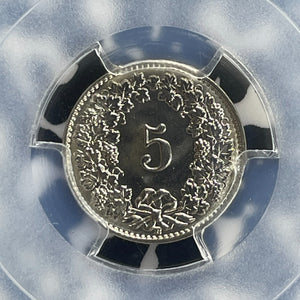 1937-B Switzerland 5 Rappen PCGS MS67 Lot#WG1 Gem BU!