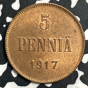 1917 Finland 5 Pennia Lot#T0257 High Grade! Beautiful!