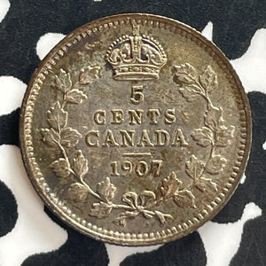 1907 Canada 5 Cents Lot#T7678 Silver! High Grade! Beautiful!