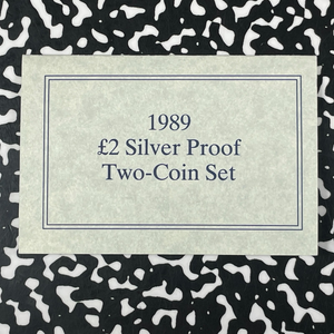 1989 Great Britain 2x £2 Pounds Proof Set Lot#B2562 Silver! With Case & C.O.A.