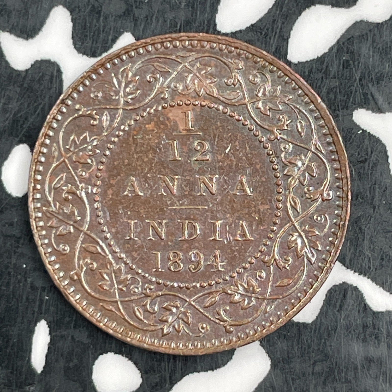 1894 India 1/12 Anna Lot#F8617 High Grade! Beautiful!