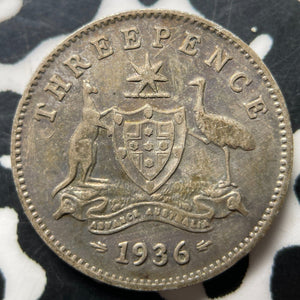 1936 Australia 3 Pence Threepence Lot#E8168 Silver!