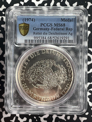 (1974) West Germany Hamburg Commemorative Medal PCGS MS68 Lot#GV678 Silver!