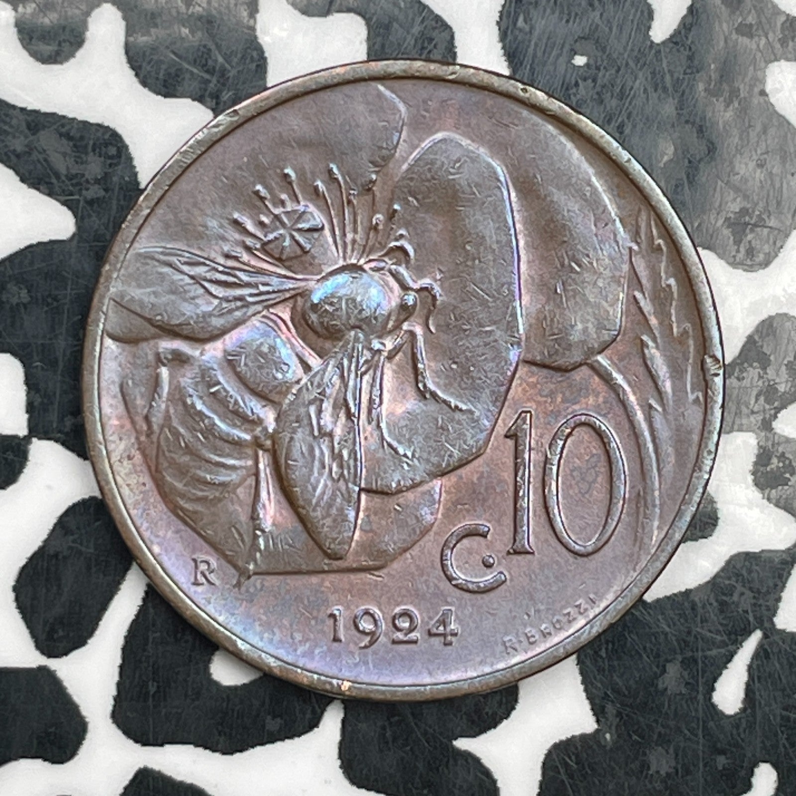 1924-R Italy 10 Centesimi Lot#N2625 High Grade! Beautiful!