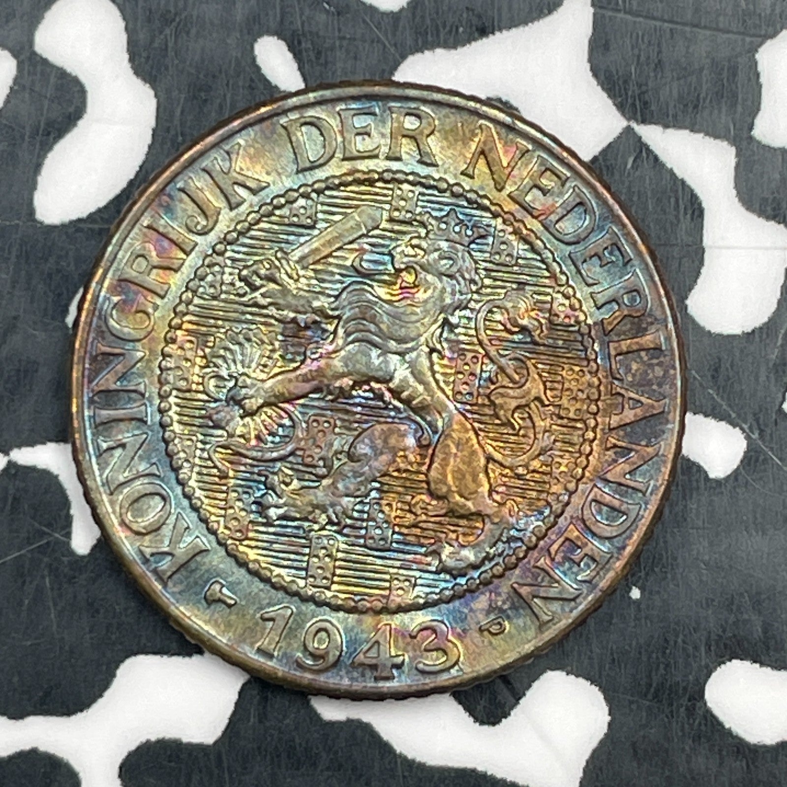 1943-P Suriname 1 Cent Lot#N1519 High Grade! Beautiful Toning! KM#10