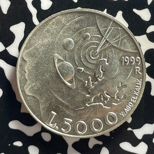 1999 San Marino 5000 Lire Lot#T7791 Silver! High Grade! Beautiful!