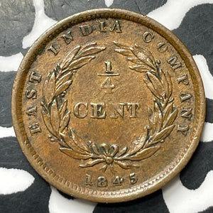 1845 Straits Settlements 1/4 Cent Lot#JM8997 Nice!