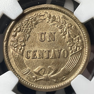 1864 Peru 1 Centavo NGC MS61 Lot#G8973 Nice UNC!