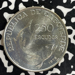 1976 Cape Verde 250 Escudos Lot#C1096 Silver! High Grade! Beautiful!