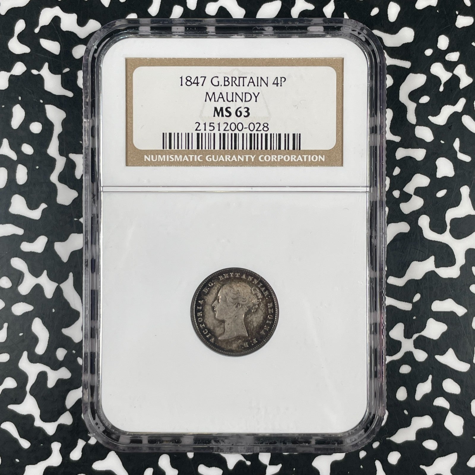 1847 Great Britain Victoria Maundy 4 Pence NGC MS63 Lot#G3392 Silver!
