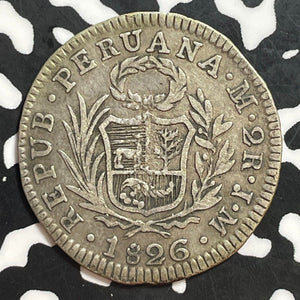 1826-Limae JM Peru 2 Reales Lot#T1307 Silver!