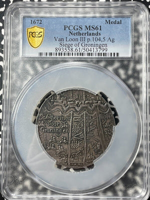 1672 Netherlands Siege Of Groningen Medal PCGS MS61 Lot#GV8875 Silver!