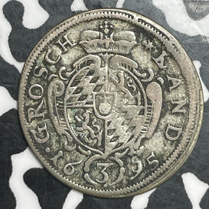 1695 Germany Bavaria 3 Kreuzer Lot#T6526 Silver!
