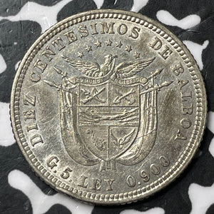 1904 Panama 10 Centesimos Lot#E1393 Silver! High Grade! Beautiful!