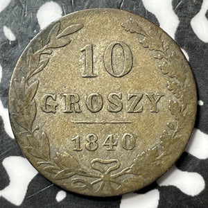1840 Poland 10 Groszy Lot#D7202 Silver! Nice!