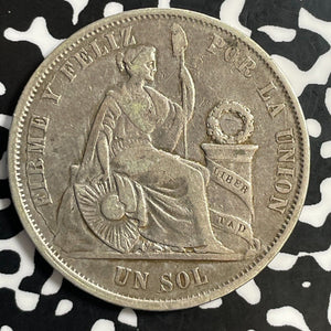 1868 Peru 1 Sol Lot#T0018 Large Silver Coin!