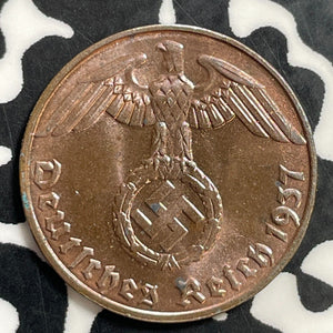 1937-E Germany 1 Pfennig Lot#E9831 High Grade! Beautiful!