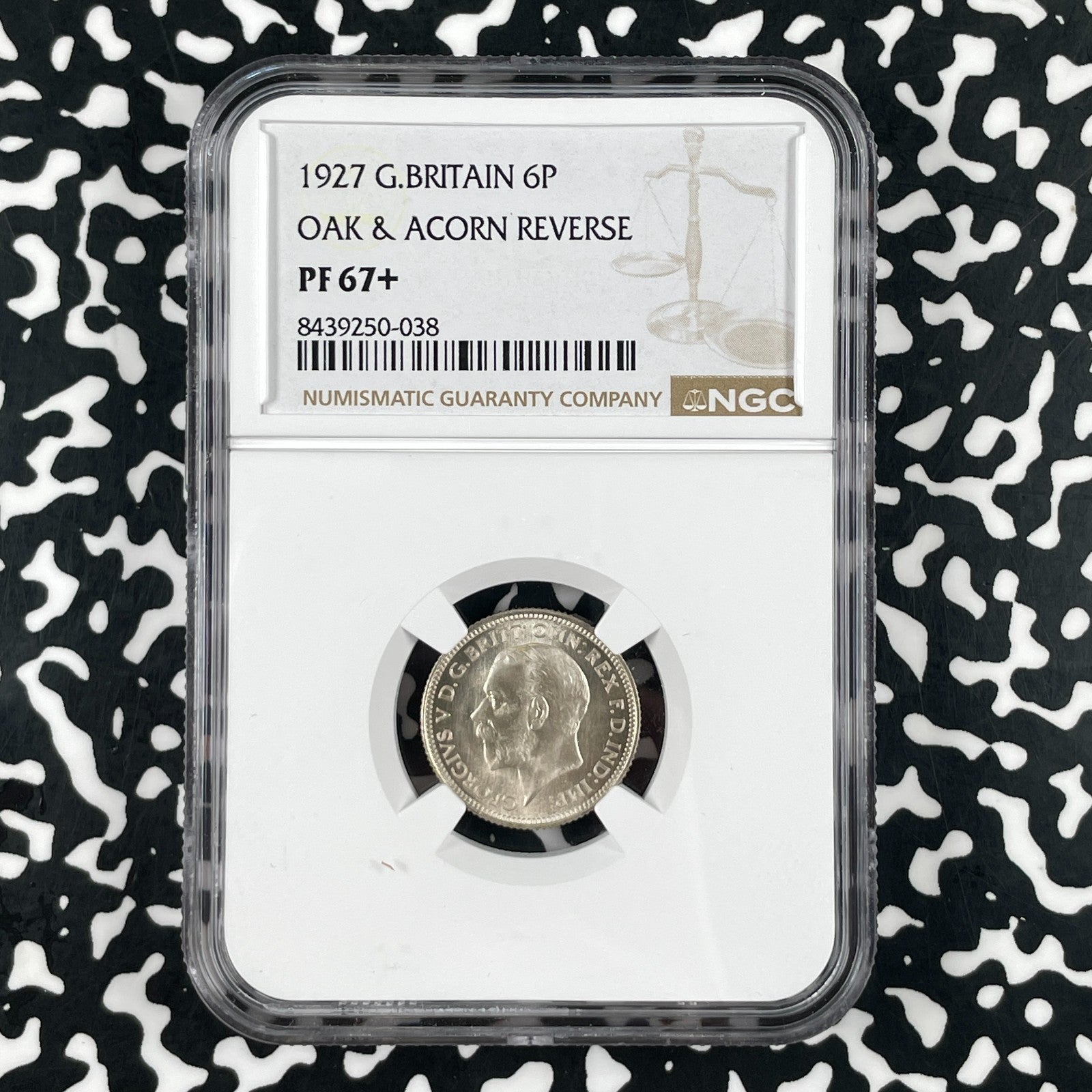 1927 Great Britain 6 Pence NGC PR67+ Lot#G3358 Silver! Proof! Oak & Acorn Rev.
