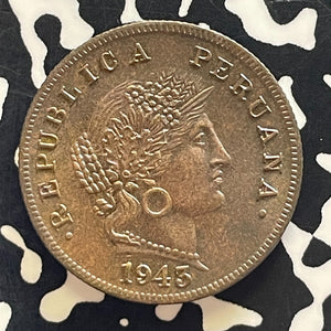 1943 Peru 20 Centavos Lot#T5835 High Grade! Beautiful Toning! KM#221.1