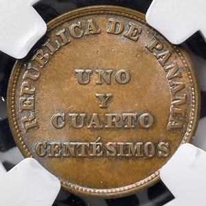 1940 Panama 1 1/4 Centesimos NGC MS63BN Lot#G7621 Choice UNC! Beautiful Toning!